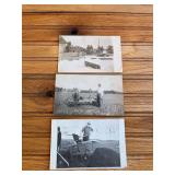 (3) Photo Postcards + Trade Card