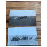 (2) Grain Binder Photo Postcards