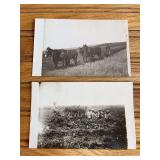(2) Horse Drawn Sulky Plow Photo Postcards