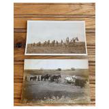 (2) Horse Drawn Photo Postcards