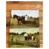 (2) Hay Rake Postcards