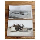 (2) Horse Drawn Harvester Photo Postcards