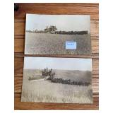 (2) Horse Drawn Harvester Photo Postcards