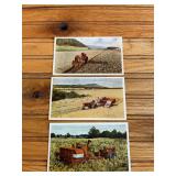 (3) Allis Chalmers WC Tractor + All-Crop Harvester Postcard