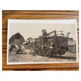 Tractor + Thresher Photo Postcard