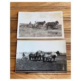 (2) Horse Drawn Sulky Plow Photo Postcards