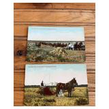 (2) Canadian Harvesting Scene Postcards