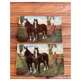 (2) Walking Plow Postcards
