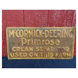 McCormick-Deering Primrose Cream Separator SST Sign
