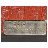 Erie Steam Shovel Co. Cast Name Plate