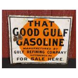 Gulf Refining Company Porcelain Flange Sign