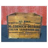 McCormick-Deering Cream Separator Oil Wood Crate