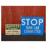 (2) Safety First + Stop Tank Car Connected SST Signs