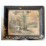Framed Farm Scene Chromolithograph