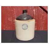 CIRCLE STAMP Whitehall Pottery Works Brown Top 2 Gal. Stoneware Jug