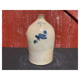 F. Woodworth Cobalt Decorated 2 Gal. Stoneware Jug