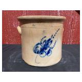 E. & L.P. Norton Pottery Cobalt Decorated Salt Glaze 2 Gal. Crock w/Molded Handles