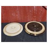 (2)-Stoneware Damaged Crock Lids