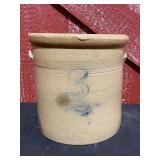 Stoneware Salt Glazed 3 Gal. Crock w/Applied Handles