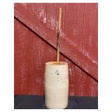Stoneware 4 Gal. Churn w/Lid and Plunger