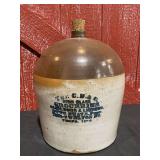 Brown & White 5 Gal. Advertising Stoneware Jug