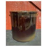 Peoria Pottery Brown Glaze Stoneware 5 Gal. Crock w/Molded Handles