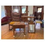 Rocker, Footstool, Table and Mirror