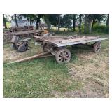 Homemade Rack Wagon with Metal Top and Wooden Wheels
