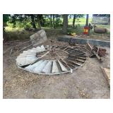 Perkins Windmill Co. Windmill Head, Tail, Pump, and Metal Crate/Trough
