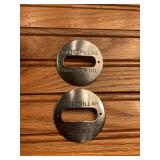 (2) Caterpillar Tractor Co. Employee Badges