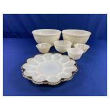 (4) Fire King Gold-Trimmed Ivory Milk Glass Dishes