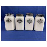 Set of (4) Anchor Hocking Milk Glass Shakers