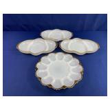 (4) Fire King Gold-Trimmed White Milk Glass Dishes