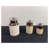 (3) Weir Stoneware Canning Crocks