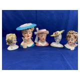 (5) Vintage Head Vases