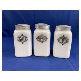 (3) Anchor Hocking Milk Glass Shakers