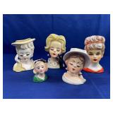 (5) Vintage Head Vases