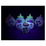 Anchor Hocking Tulip Uranium Grease Jars and Shaker Set