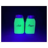 McKee Uranium Glass Custard Arched Salt & Pepper Shakers