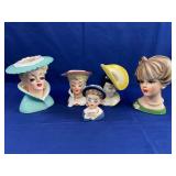 (5) Vintage Head Vases