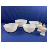Fire King Mixing Bowls, Handled Bowl, and Shakers