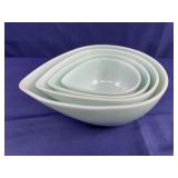 Fire King Turquoise Blue Teardrop Mixing Bowls