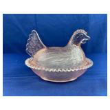 Pink Indiana Glass Hen on a Nest