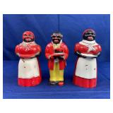 Vintage Mammy and Uncle Moses Salt & Pepper Shakers and Aunt Jemima Syrup Bottles
