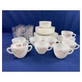 Federal Milk Glass, Clover Blossom, Full Service for 6