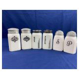 (6) Milk Glass Shakers