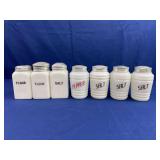 (7) Assorted Milk Glass Shakers