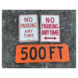 (3) No Parking + 500 Ft SST Signs