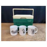 (4) John Deere Cooler + Mugs