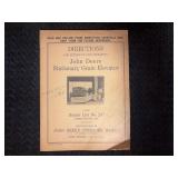 John Deere Stationary Grain Elevator Directions for Setting Up and Operation Manual